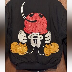 Disney Black Bomber Jacket with Red and Gold Accents